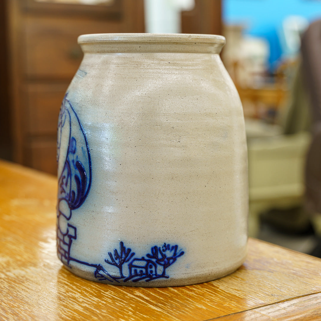 Beaumont Pottery Crock with Santa Rendering