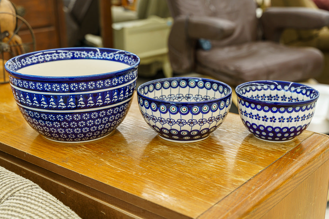 Set of 3 Handmade Ceramic Polish Serving Bowls