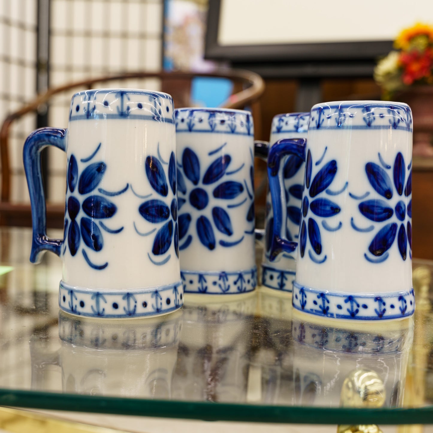 Set of 4 Monte Siao Porcelain Beer Steins