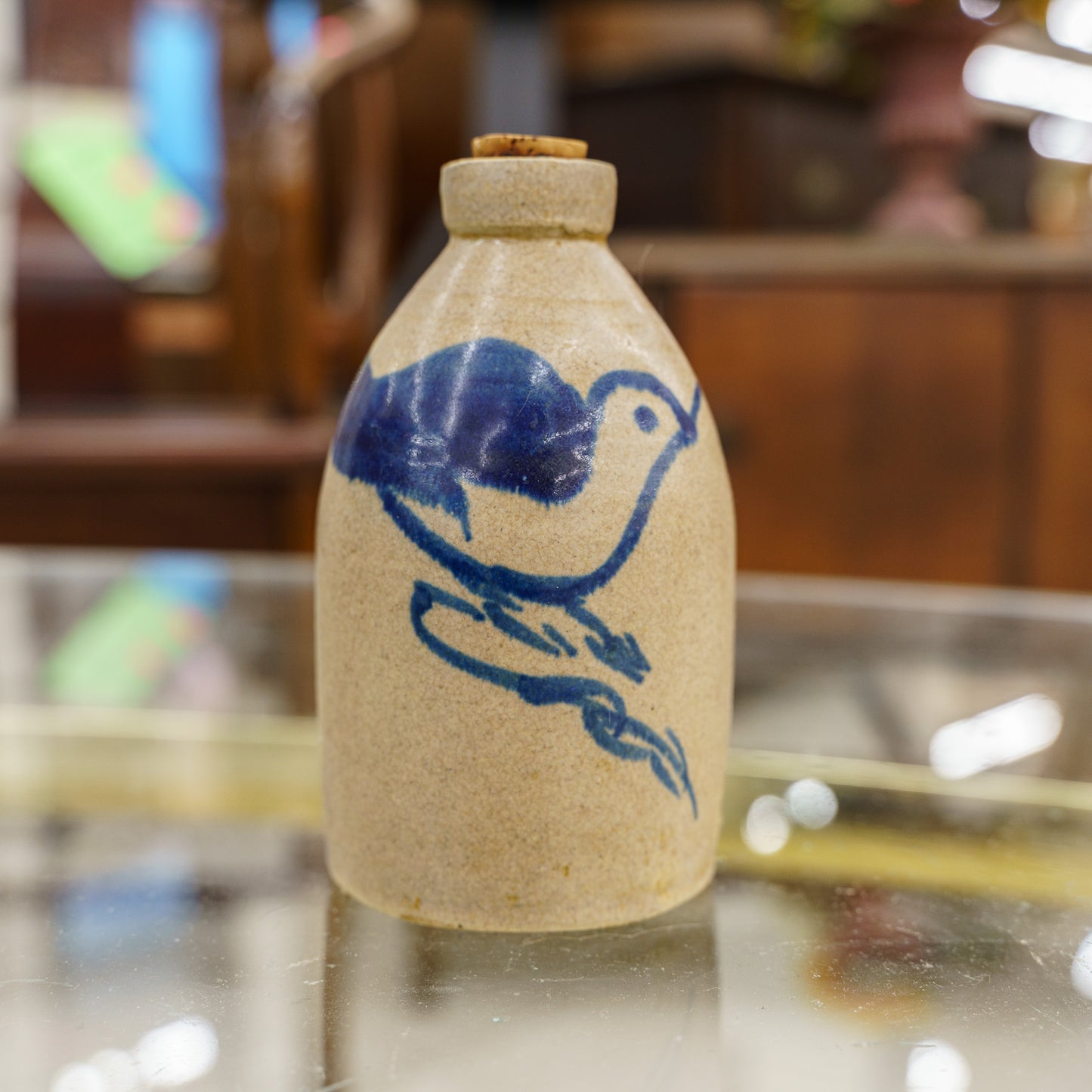 Stoneware Pitcher with Bird - Westminster, Mass