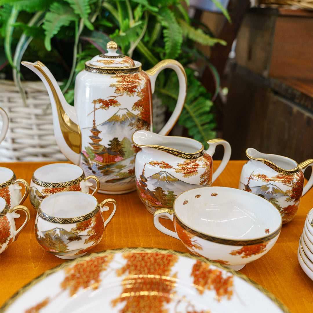 Antique Japanese Kutoni Porcelain Dish Set - circa 1912-1926
