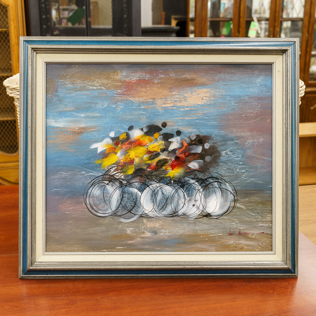 Mid Century Cyclists, Oil on Canvas
