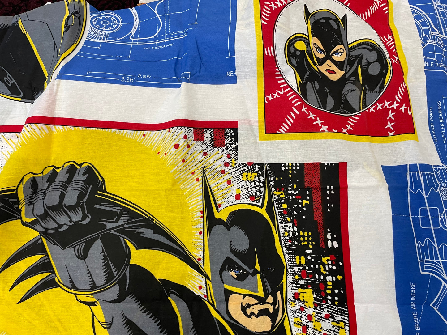 80’s & 90’s Fabrics, 12 large pcs, TMNT, Batman, Dinosaurs, 101 Dalmatians, Vintage