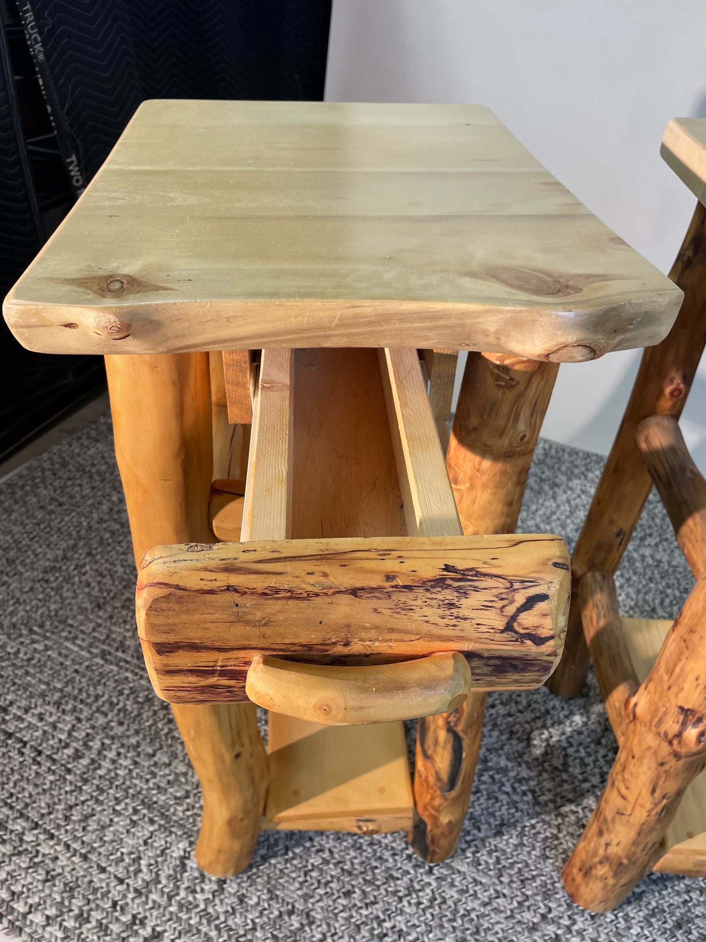 2 Natural Wood Style Accent Side Tables, High Rise, 3ft
