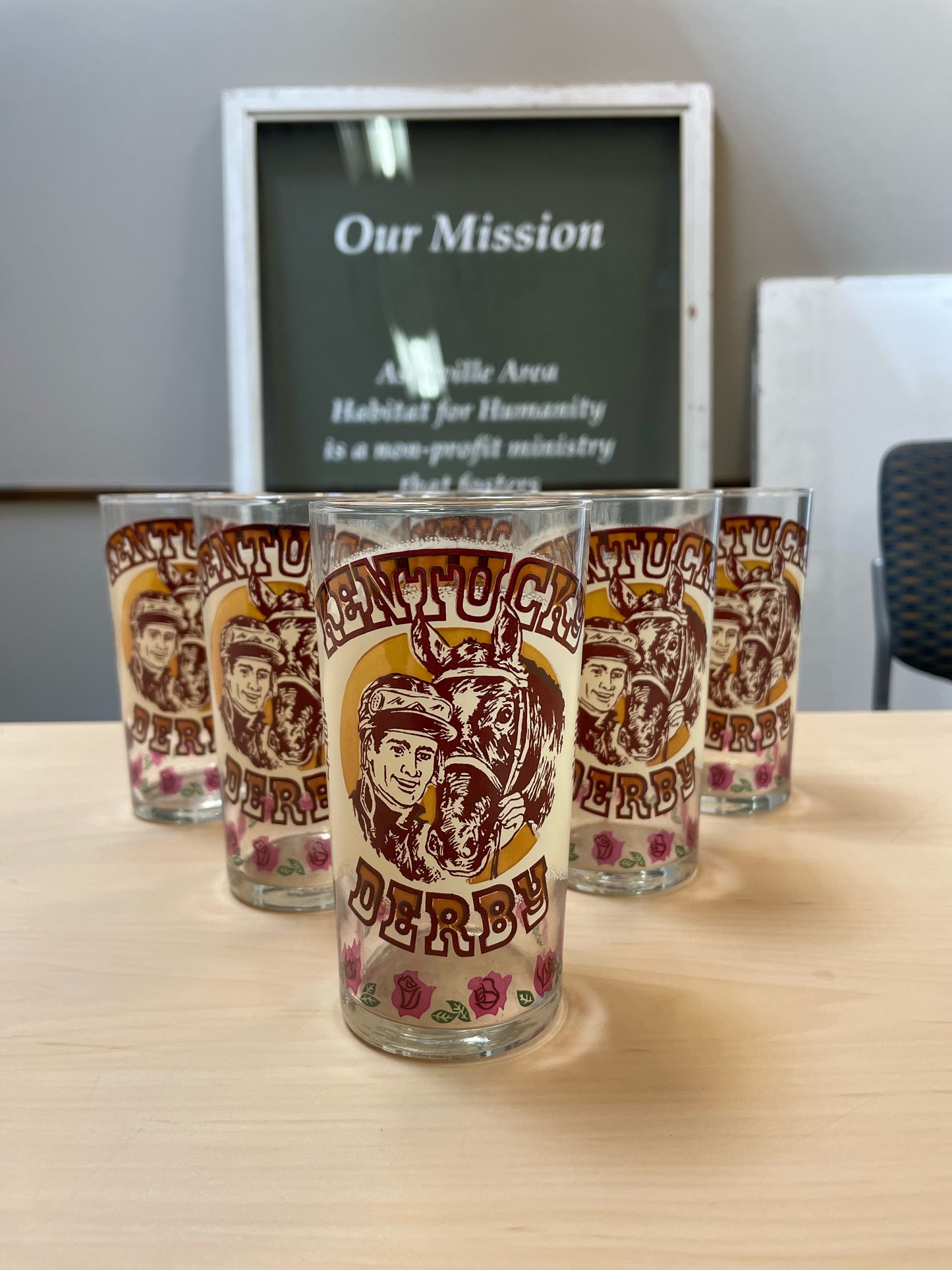 Set of 6 Kentucky Derby Glass Cups