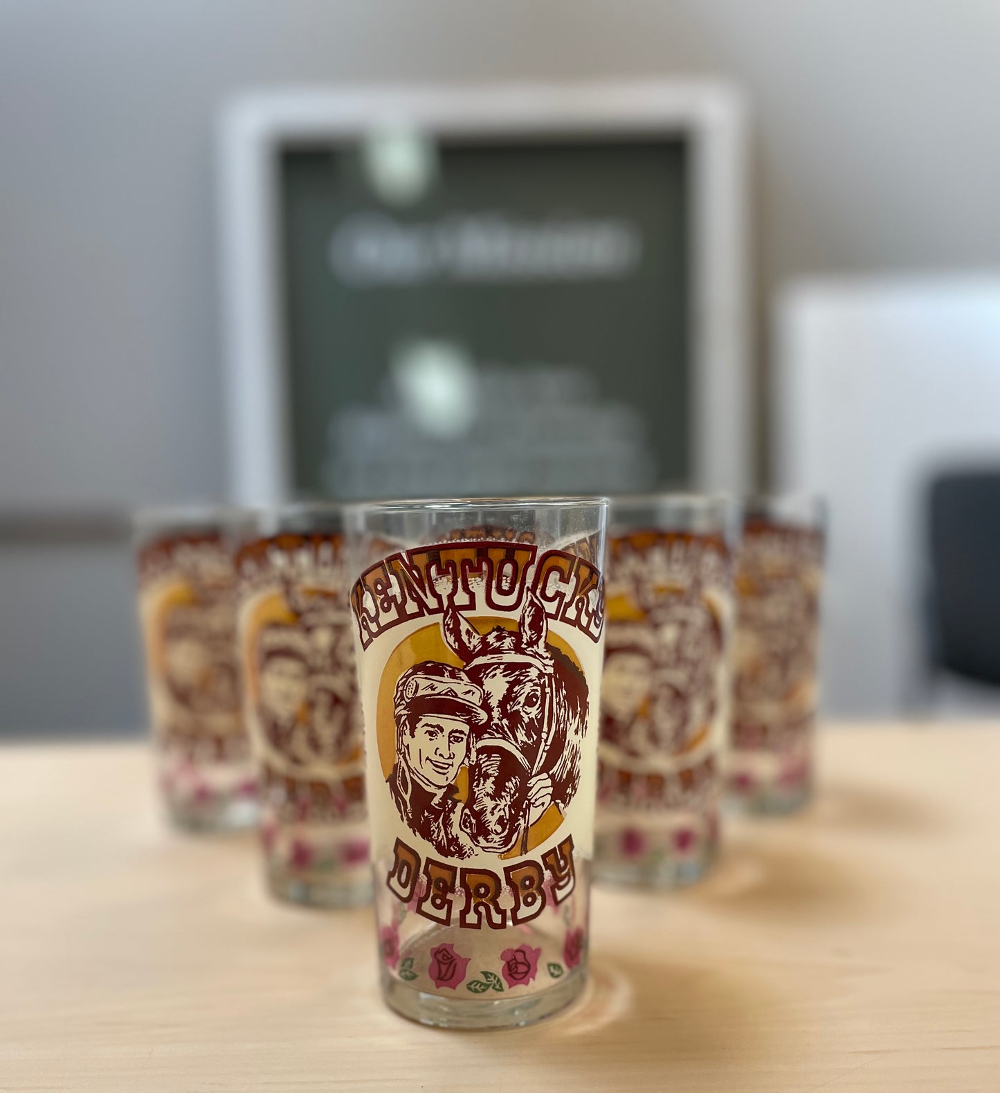 Set of 6 Kentucky Derby Glass Cups