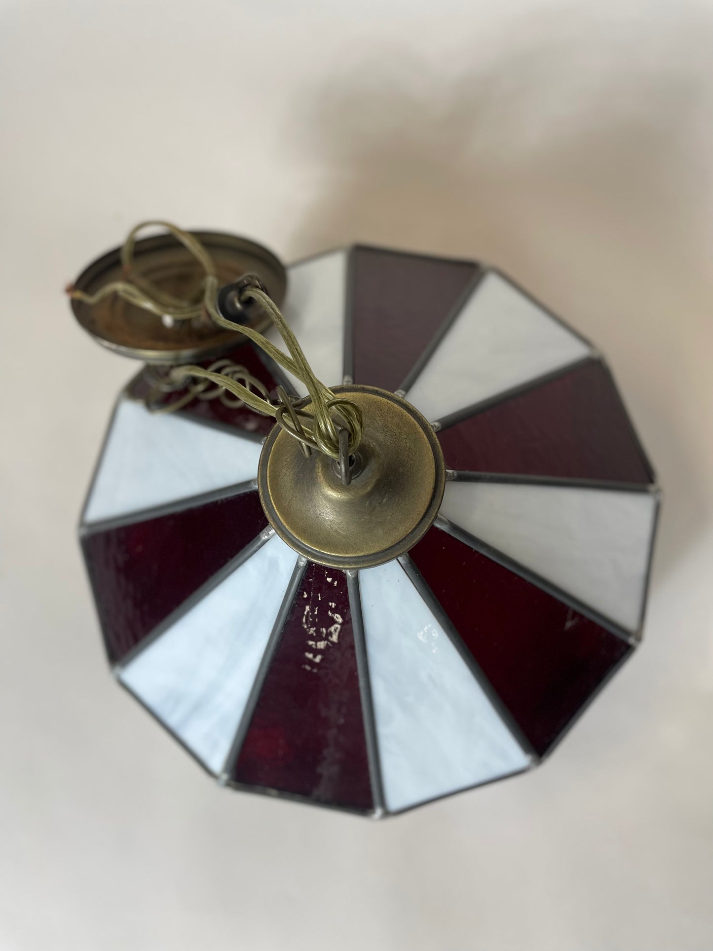 Vintage Coca Cola Stained Glass Hanging Light Fixture