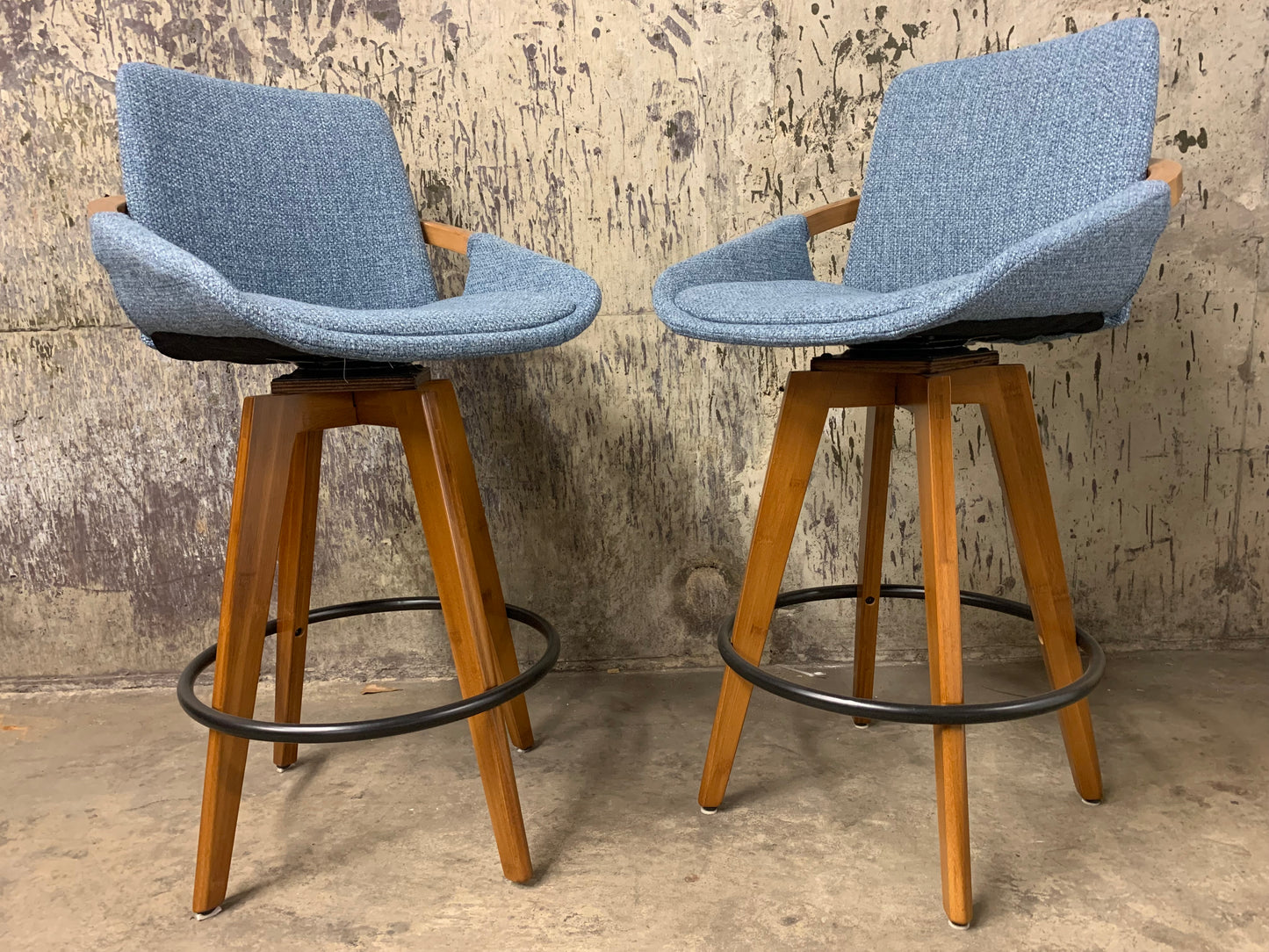 Blue Cosmo Counter Bar Stool Chairs - Set of 4