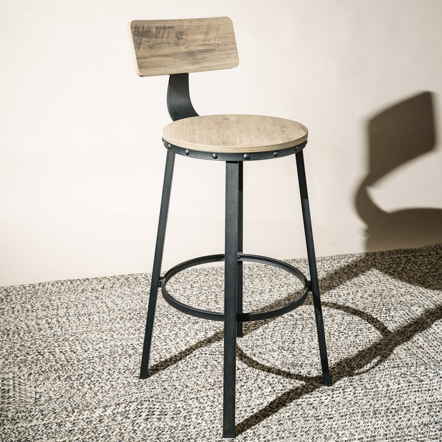 Modern Industrial Bar Stool Chairs - Pair of 2