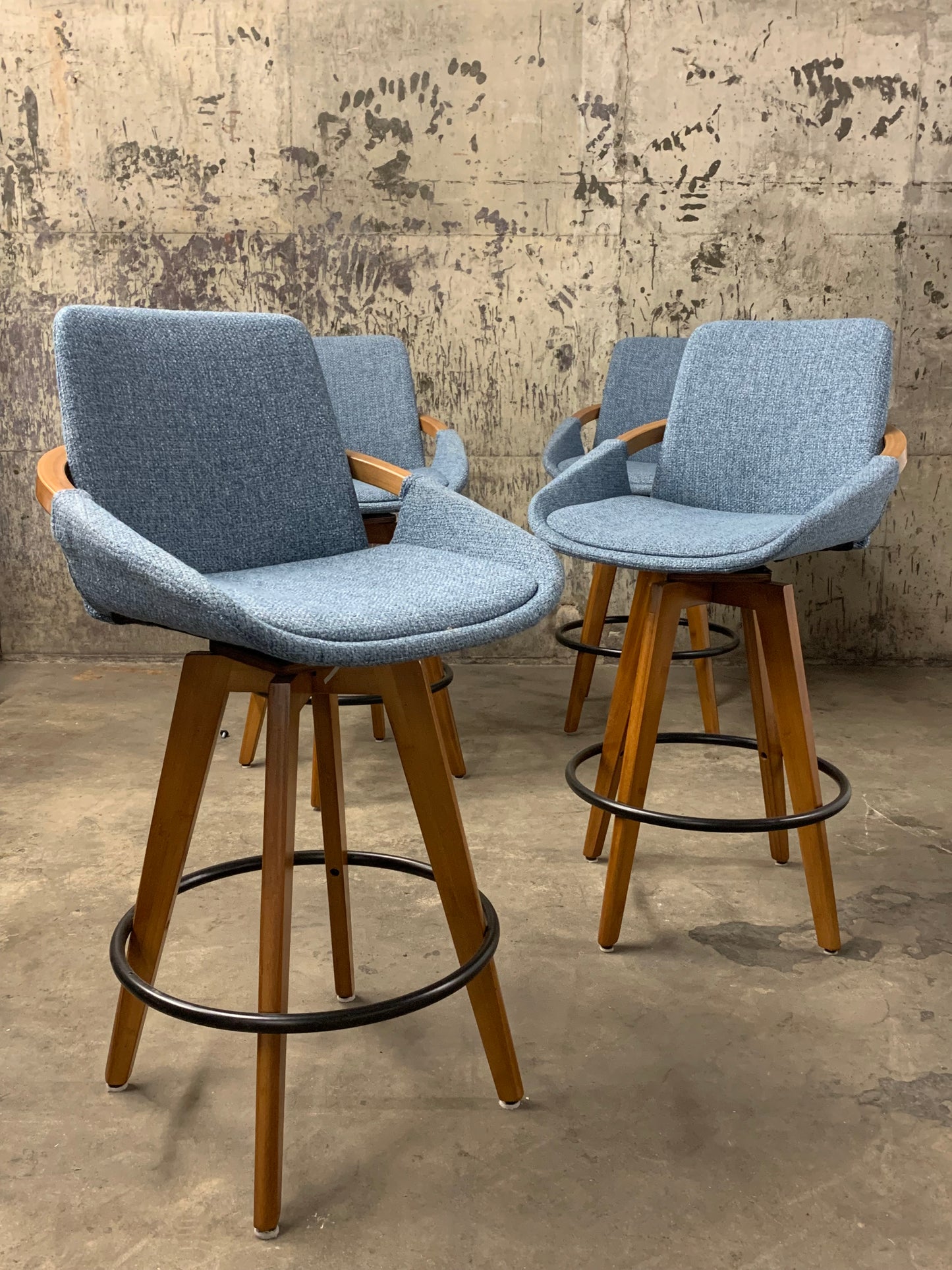 Blue Cosmo Counter Bar Stool Chairs - Set of 4