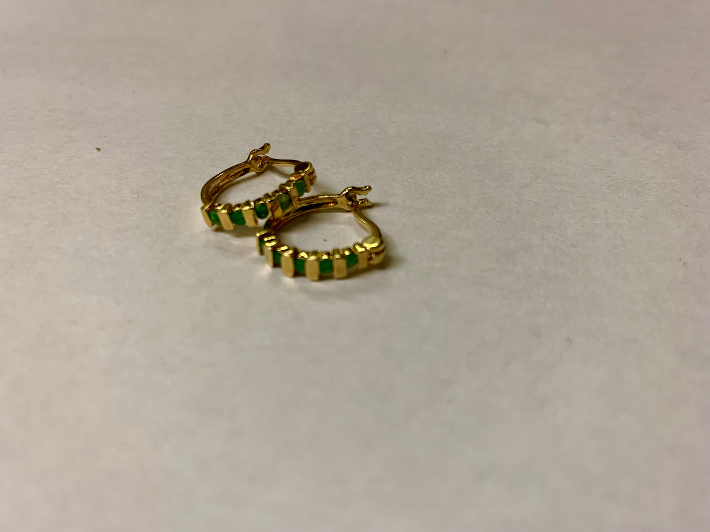 Gold Fill Green Emerald Earrings