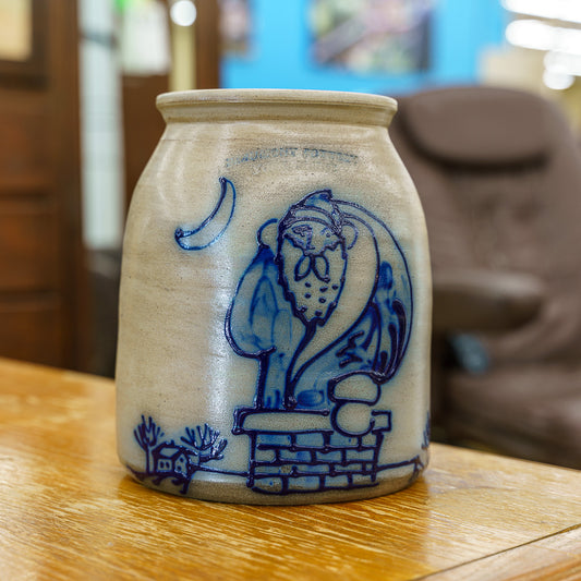 Beaumont Pottery Crock with Santa Rendering