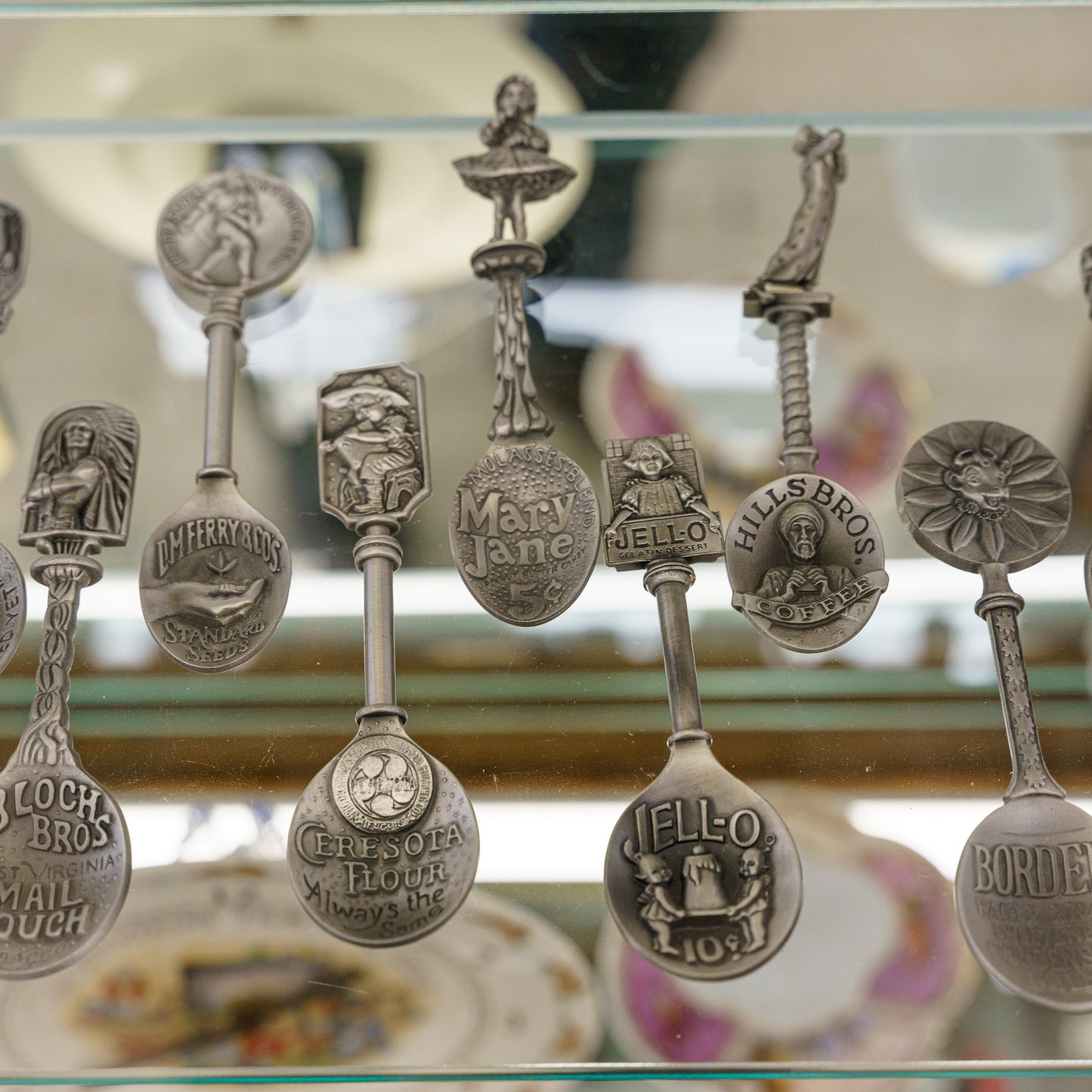 Set of 25 Franklin Mint Pewter Advertising Spoons