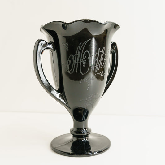 Vintage L E Smith Black Amethyst Glass Vase 1933