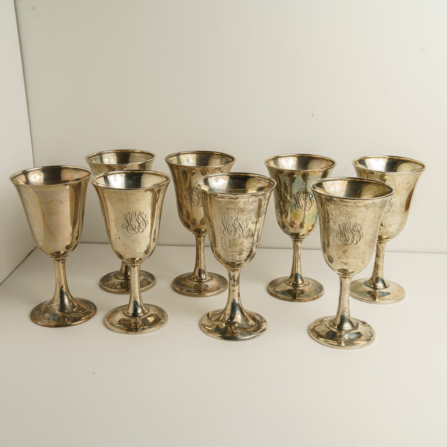 Set of 8 Sterling Silver Goblets
