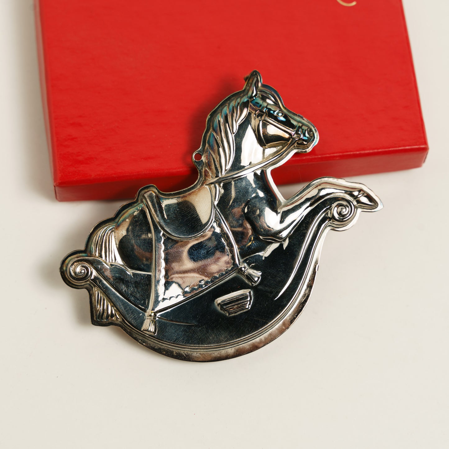 Silverplate Kirk Stieff Rocking Horse Ornament - Williamsburg