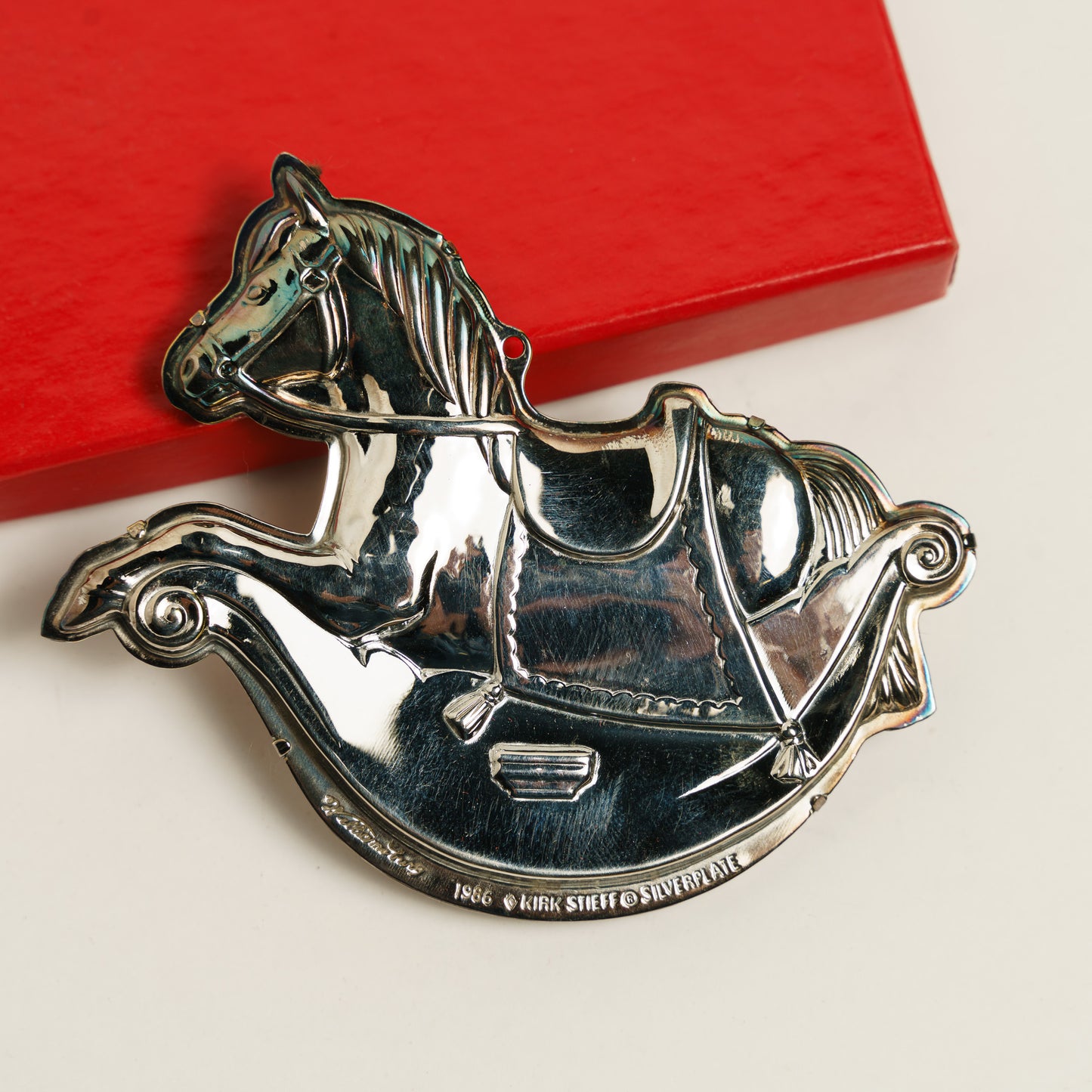Silverplate Kirk Stieff Rocking Horse Ornament - Williamsburg