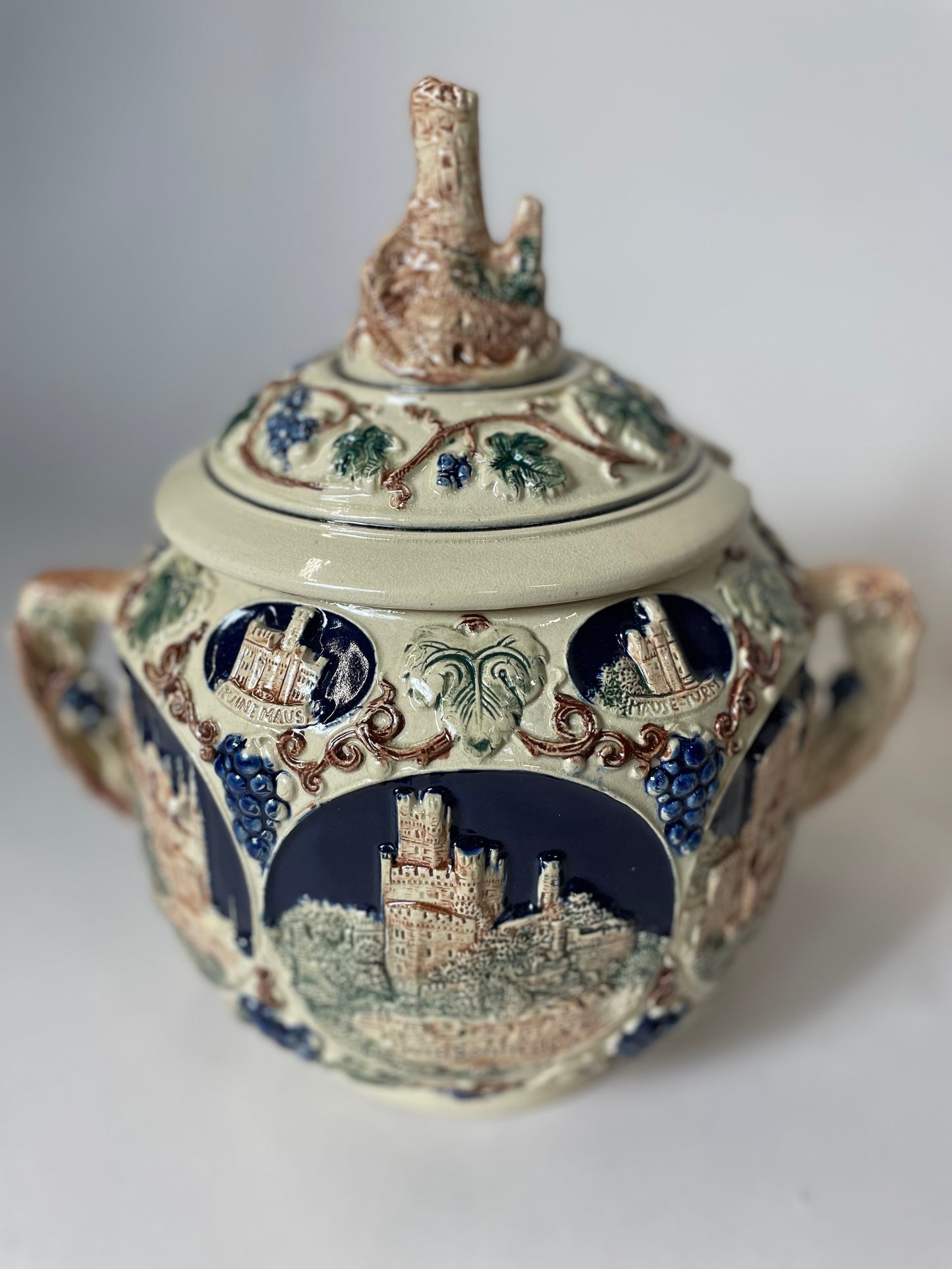 Vintage German Castle Stoneware Punchbowl/Tureen Set