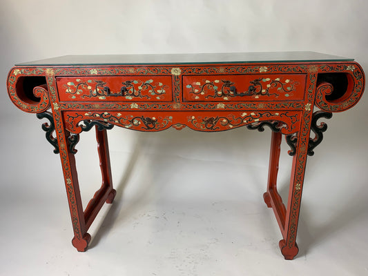 Chinese Red Lacquered Entrance Table