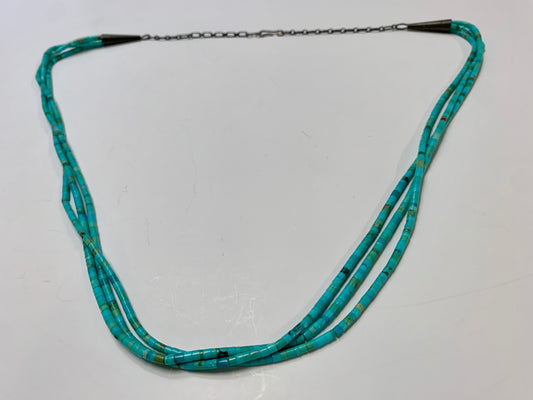 Turquoise 3-Strand Native American Heishi Necklace