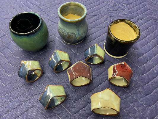 Collection of Pottery Napkin Rings & Tumblers